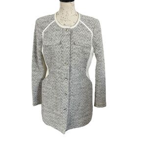 White House Black Market Long Button Jacket Women's 12‎ Career Suit Blazer Tweed